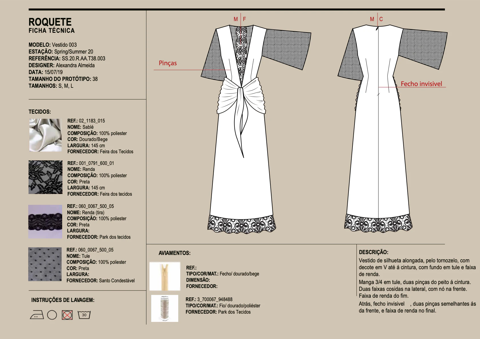 Ficha técnica Vestido 003